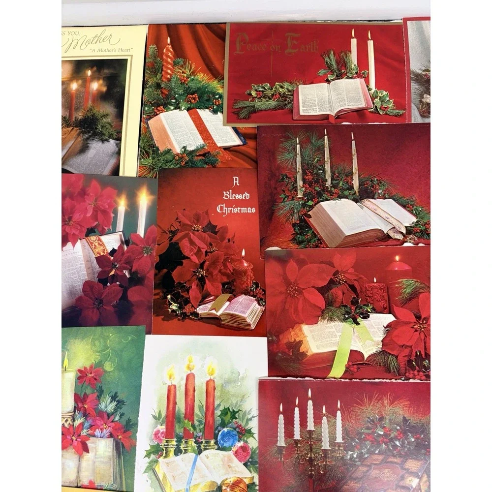 Vintage Christmas Cards Fronts ONLY Bibles Scrapbooking Decoupage Lot of 50+